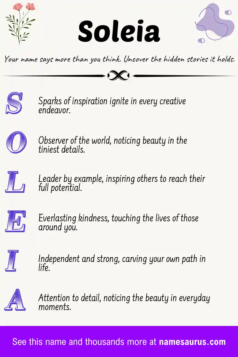Acrostic poem about Soleia.