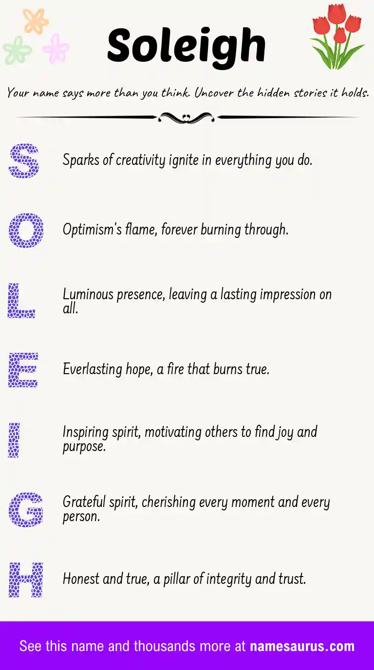 Acrostic poem about Soleigh.