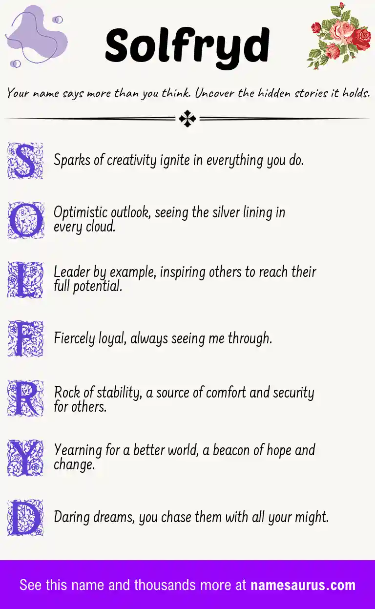 Acrostic poem about Solfryd.