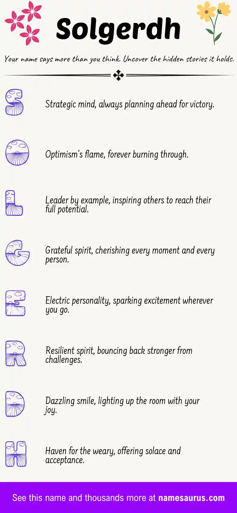 Acrostic poem about Solgerdh.