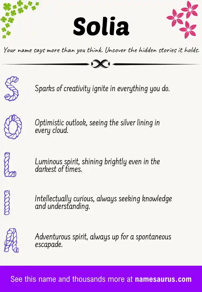 Acrostic poem about Solia.