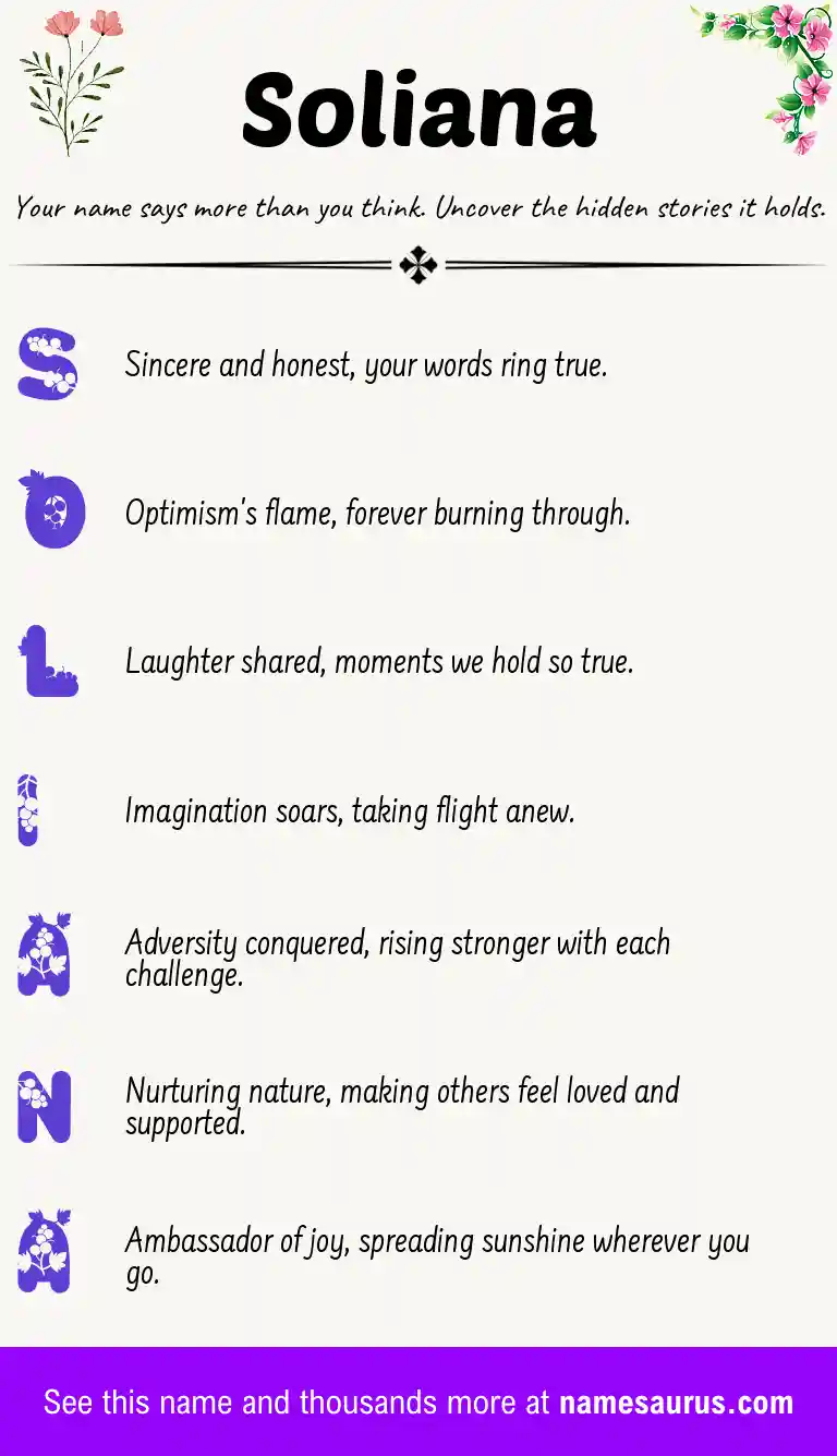 Acrostic poem about Soliana.