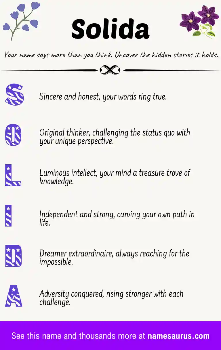 Acrostic poem about Solida.