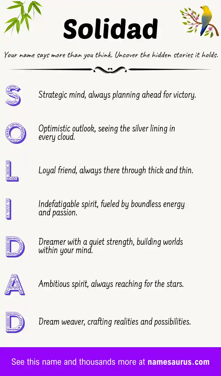 Acrostic poem about Solidad.