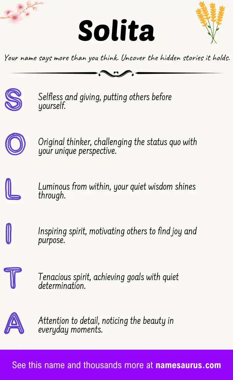 Acrostic poem about Solita.