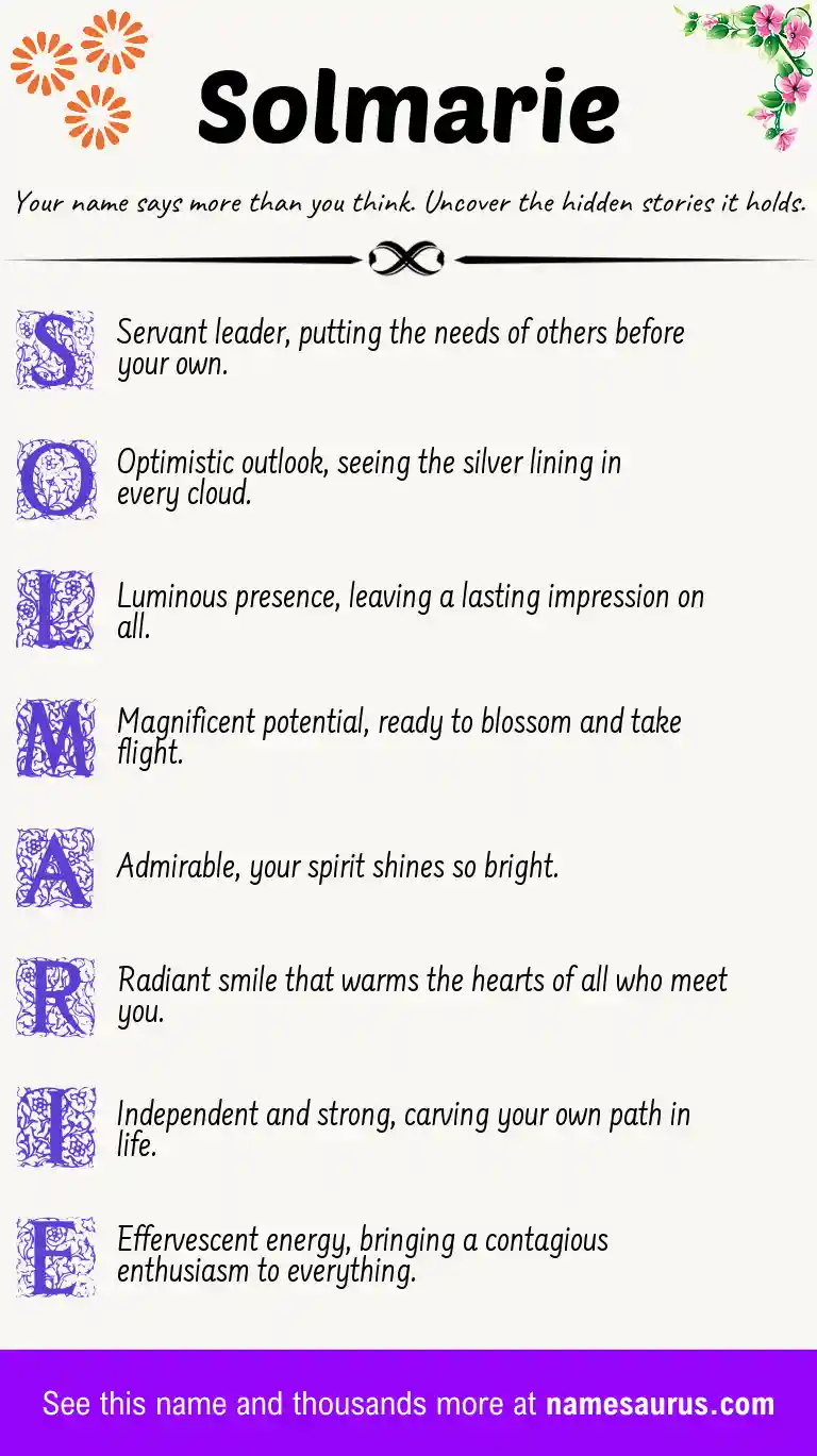 Acrostic poem about Solmarie.