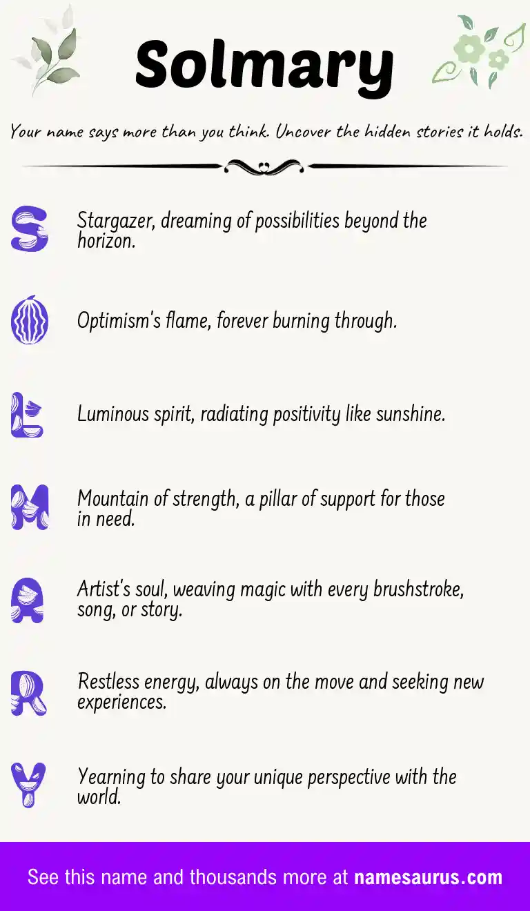 Acrostic poem about Solmary.