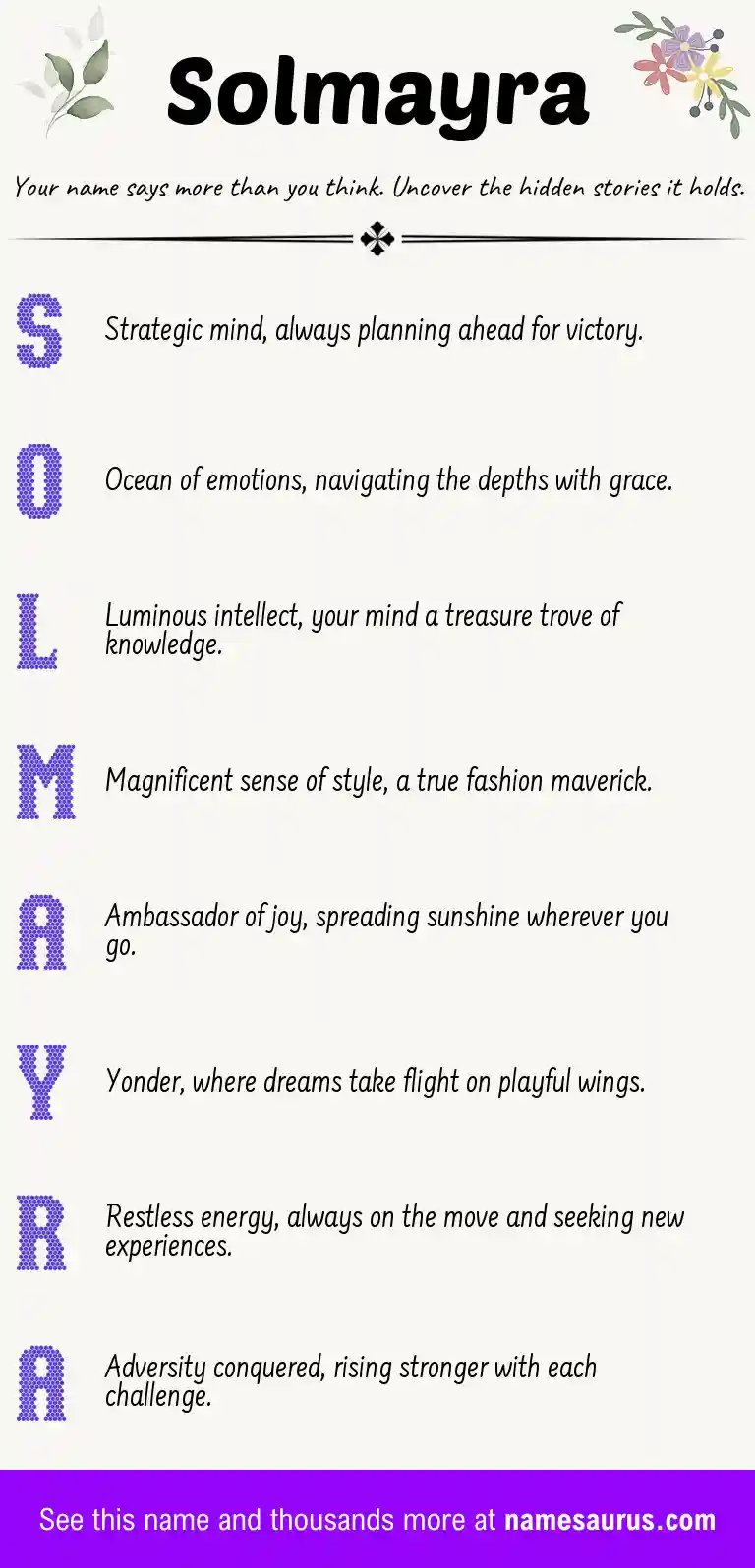 Acrostic poem about Solmayra.