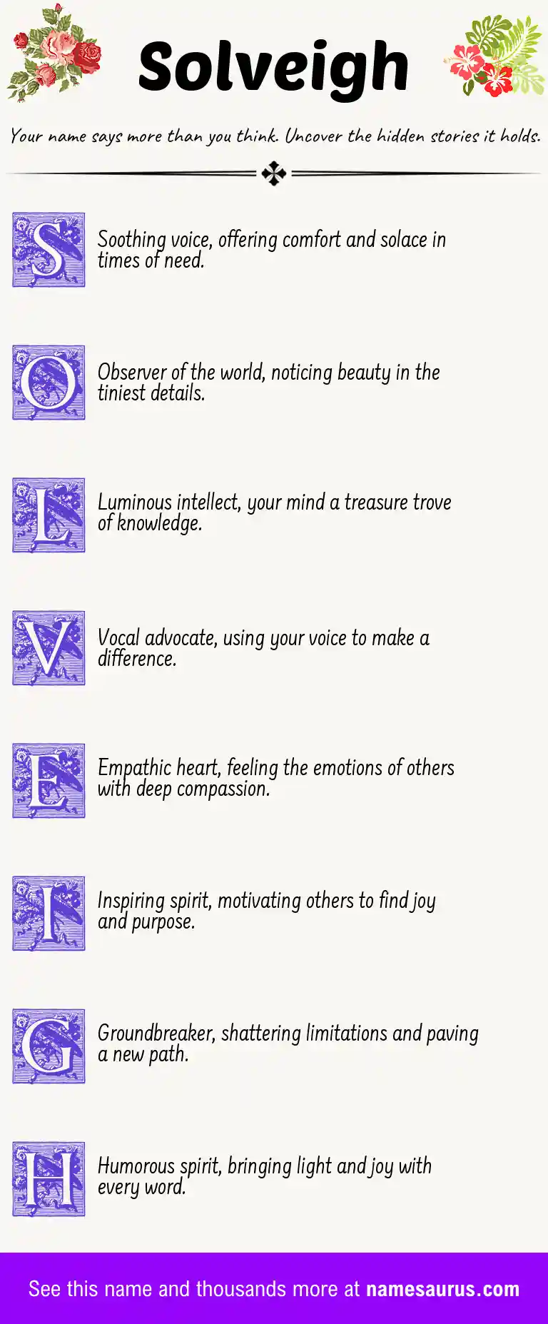 Acrostic poem about Solveigh.