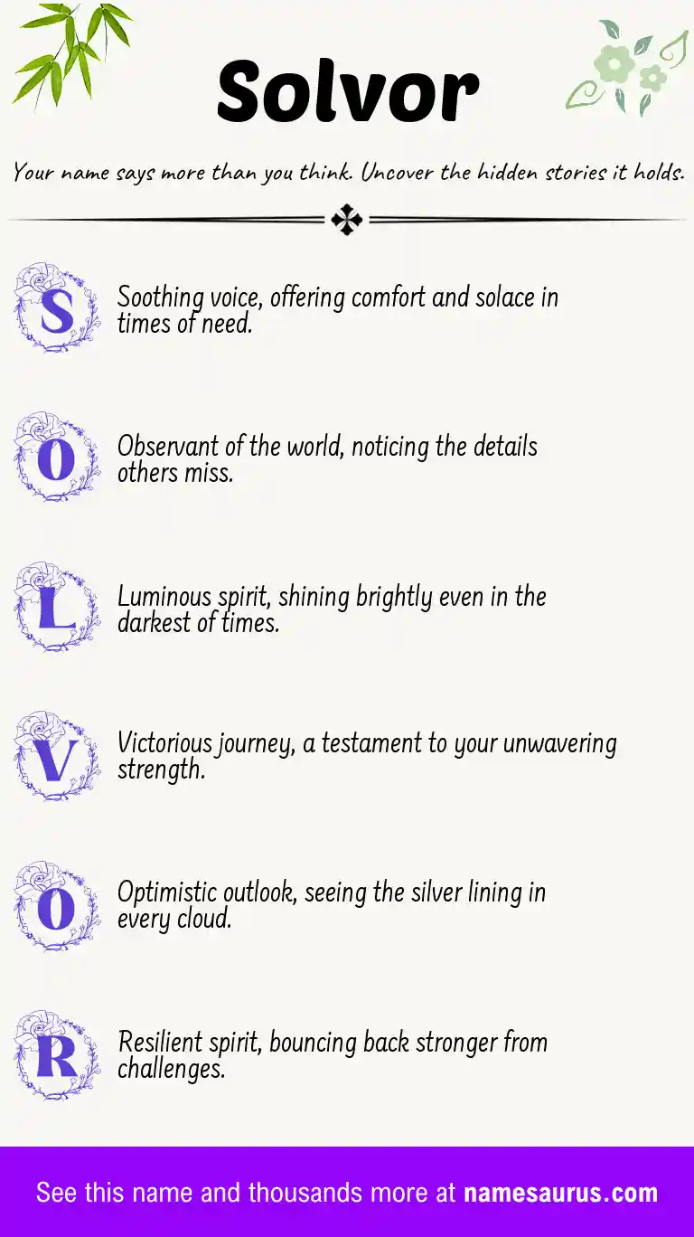 Acrostic poem about Solvor.