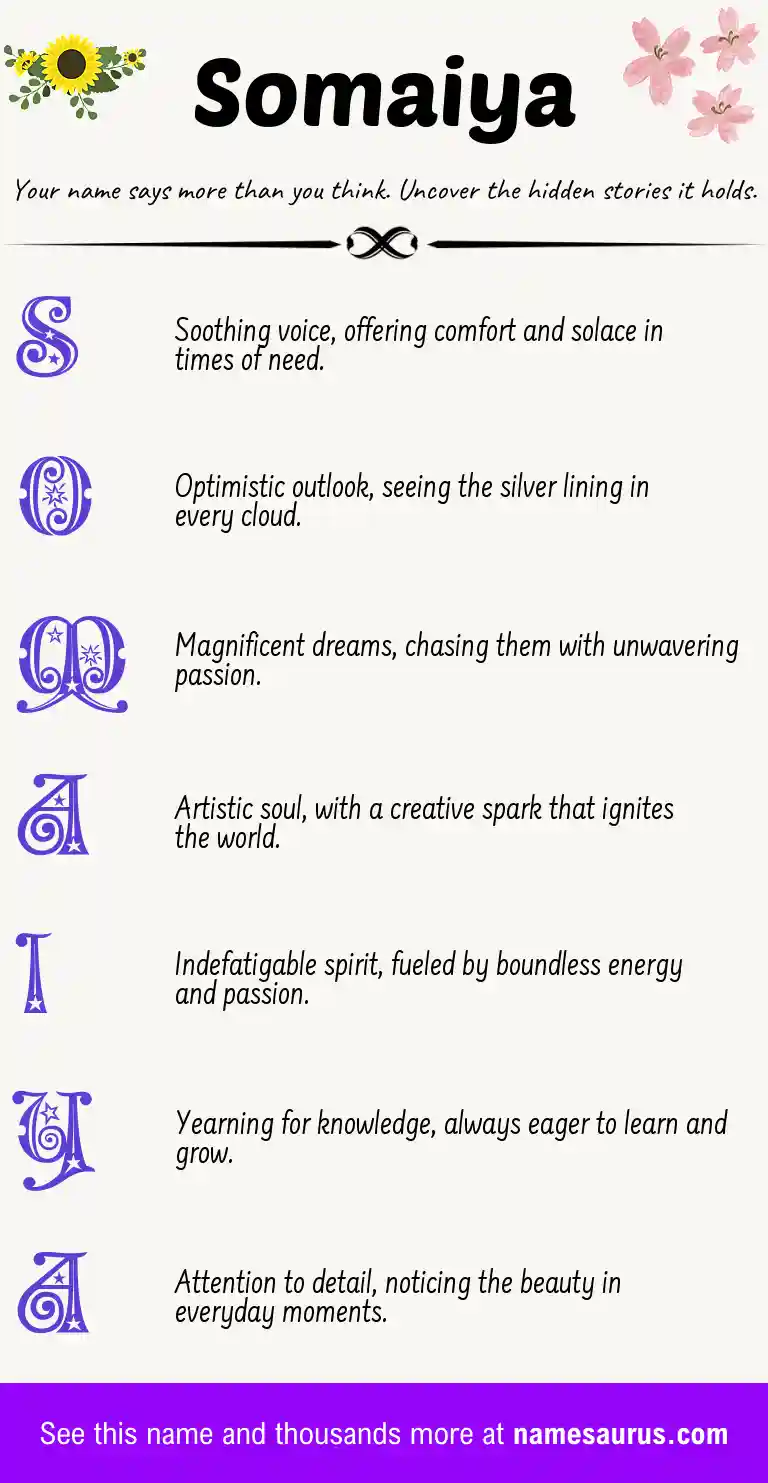 Acrostic poem about Somaiya.