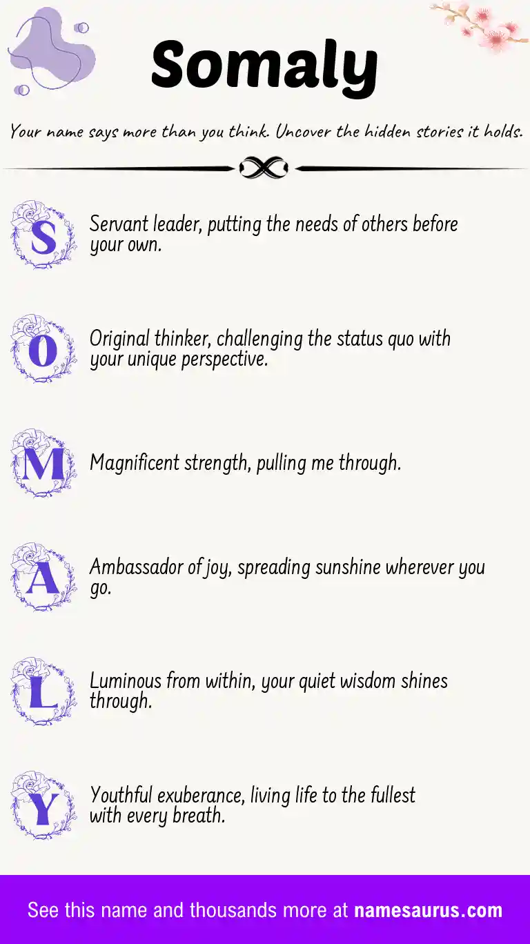 Acrostic poem about Somaly.