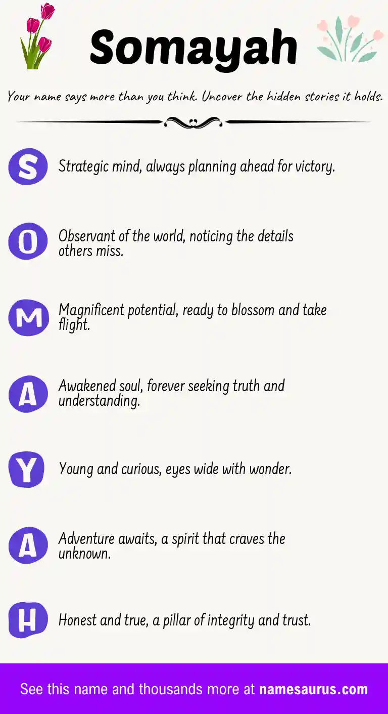 Acrostic poem about Somayah.
