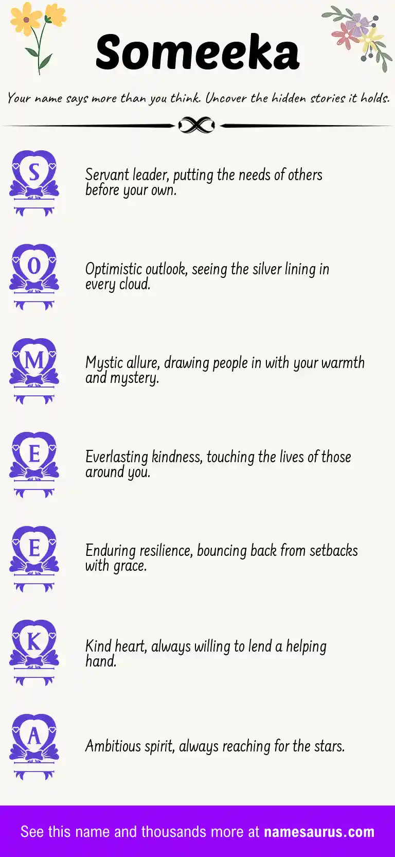Acrostic poem about Someeka.