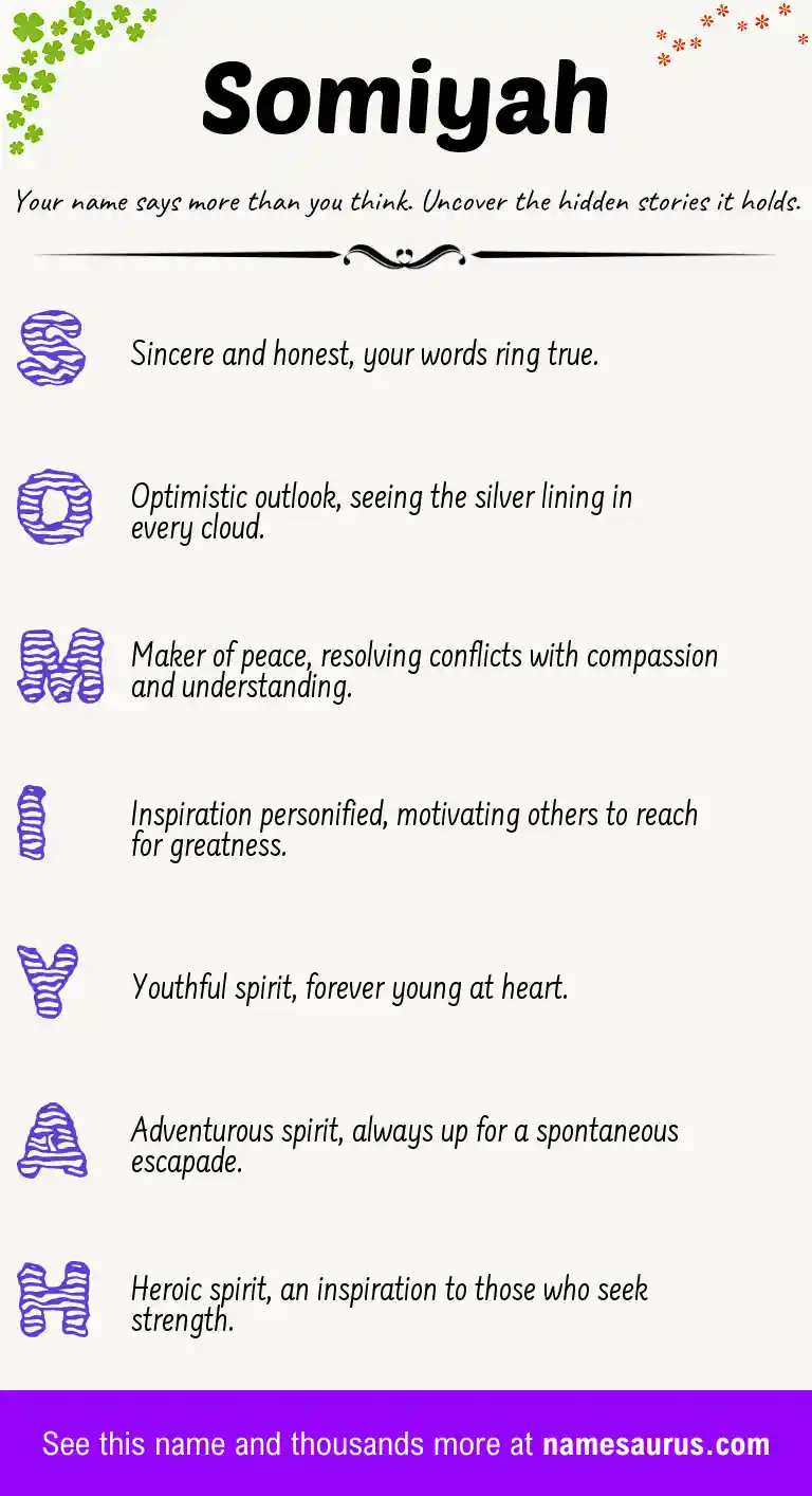 Acrostic poem about Somiyah.