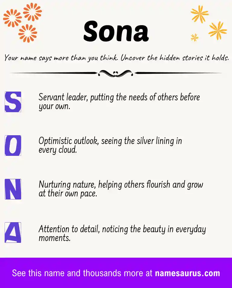 Acrostic poem about Sona.
