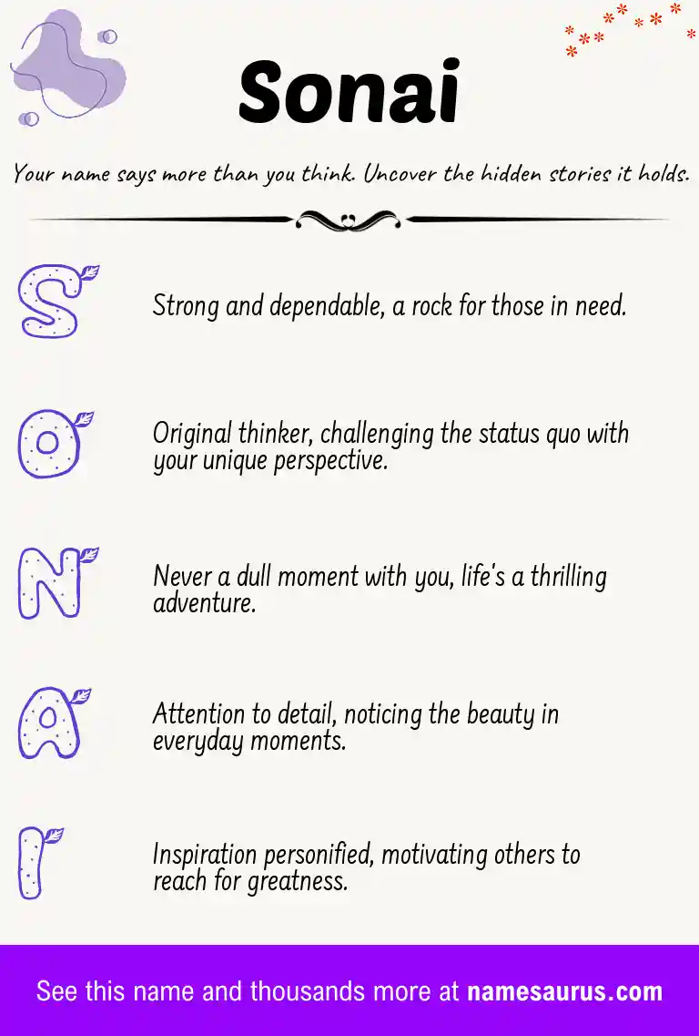 Acrostic poem about Sonai.