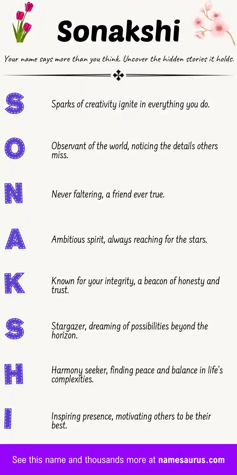 Acrostic poem about Sonakshi.