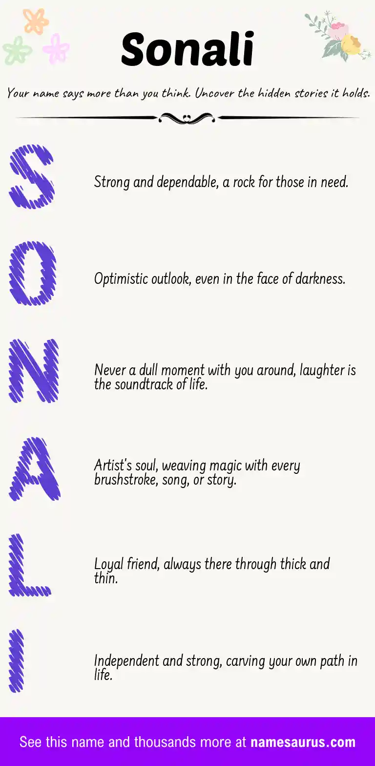 Acrostic poem about Sonali.