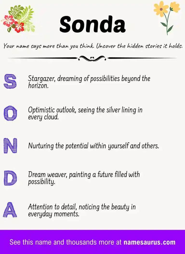 Acrostic poem about Sonda.