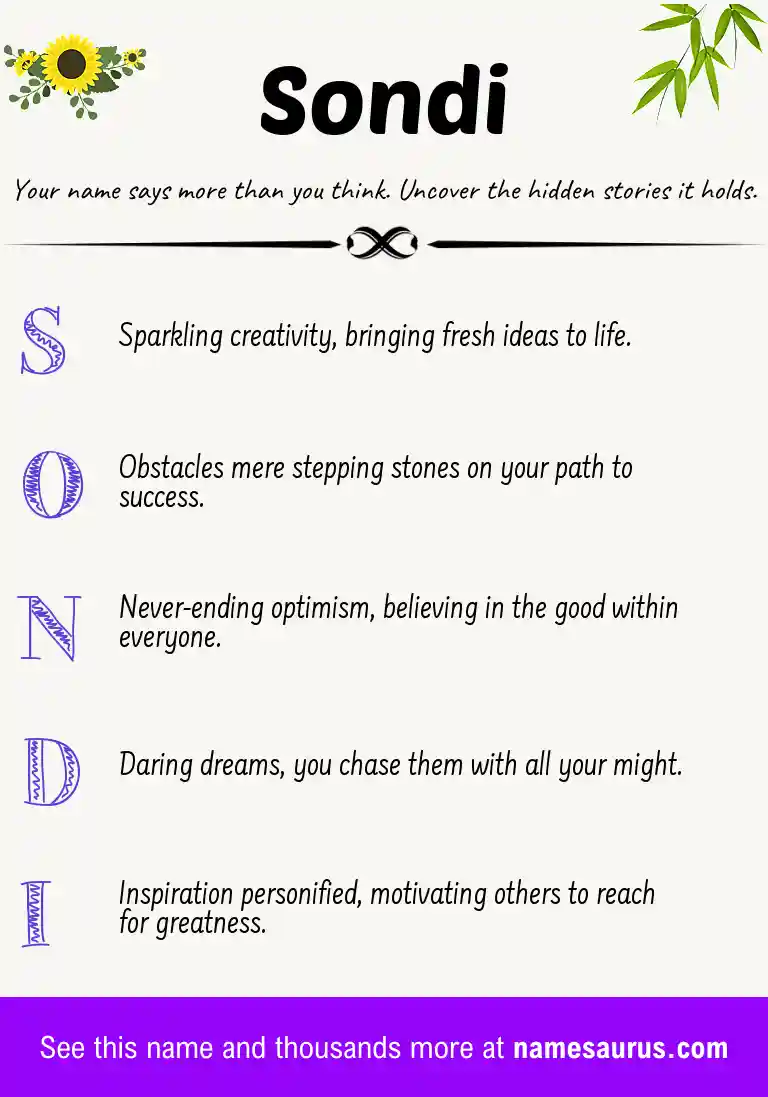 Acrostic poem about Sondi.