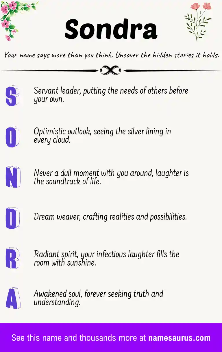 Acrostic poem about Sondra.