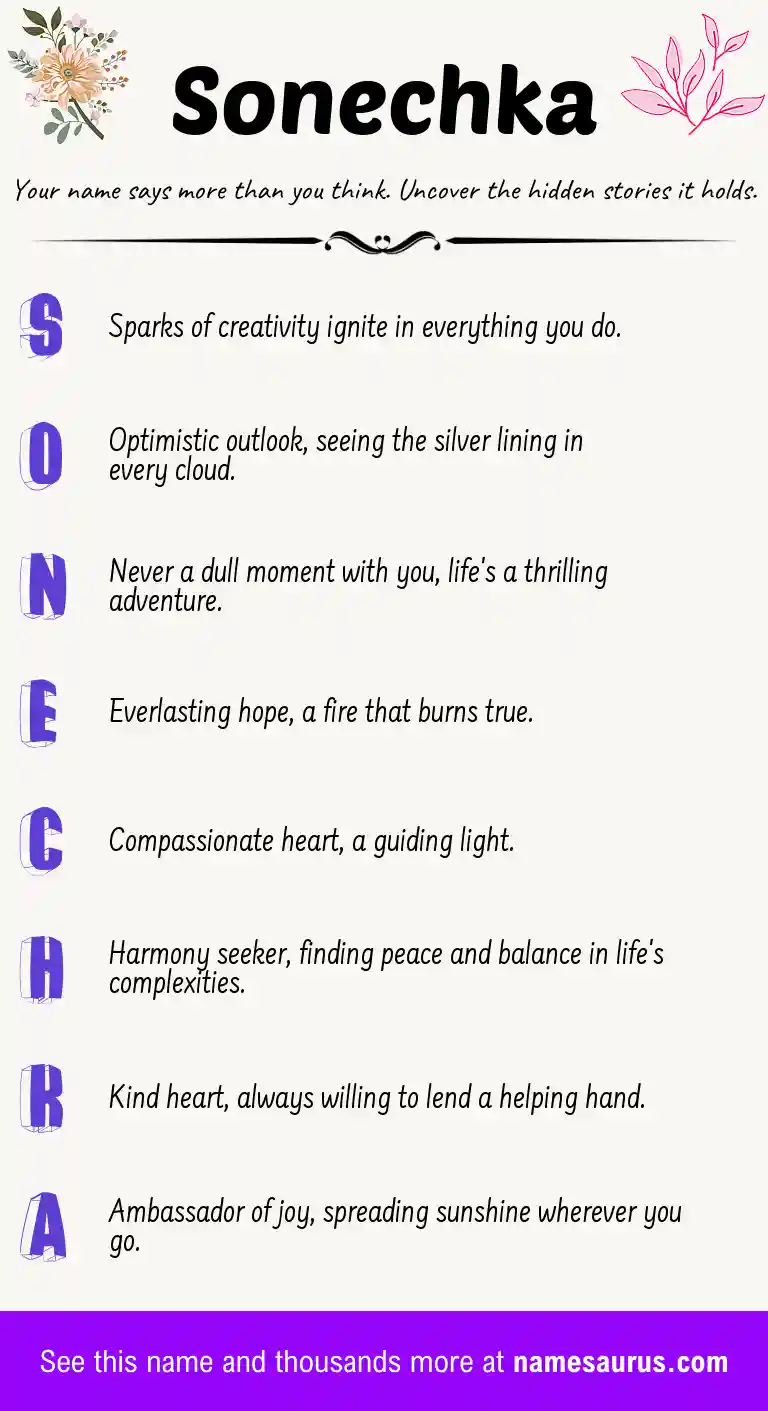 Acrostic poem about Sonechka.