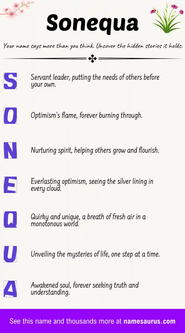 Acrostic poem about Sonequa.