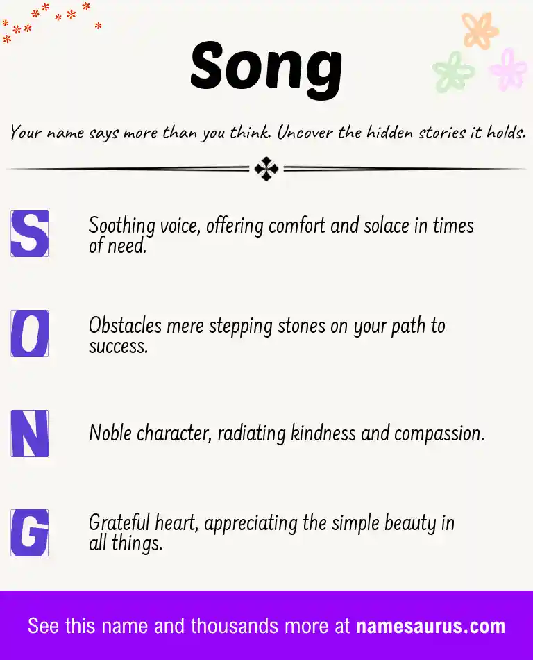 Acrostic poem about Song.