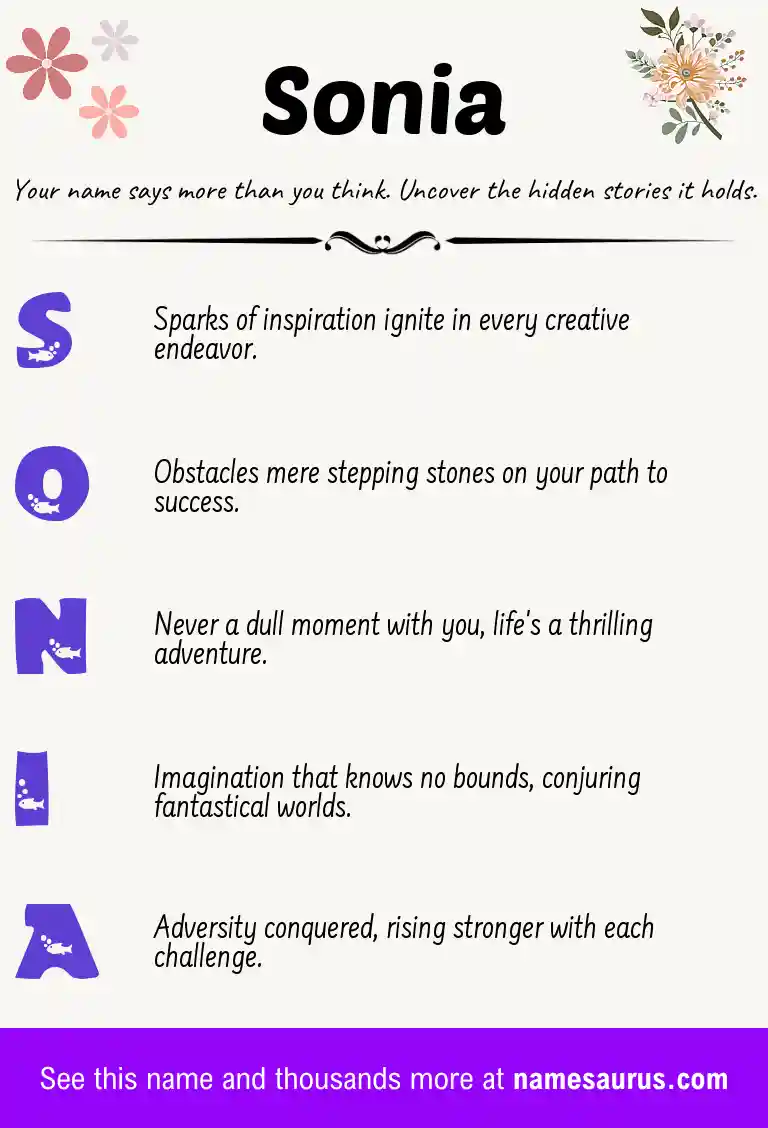 Acrostic poem about Sonia.