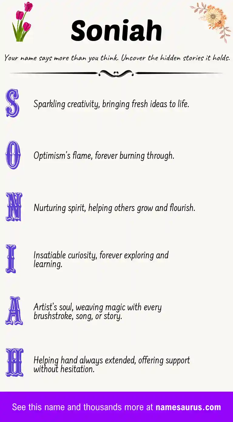 Acrostic poem about Soniah.