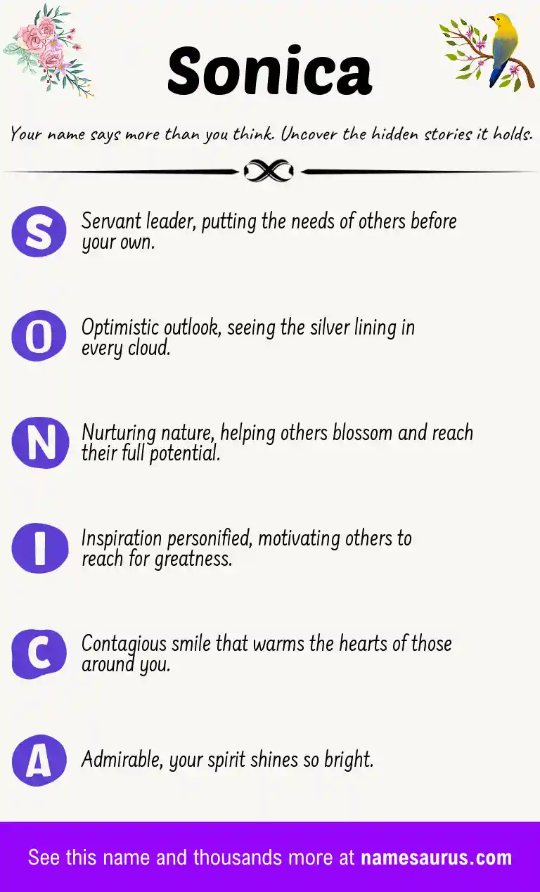 Acrostic poem about Sonica.