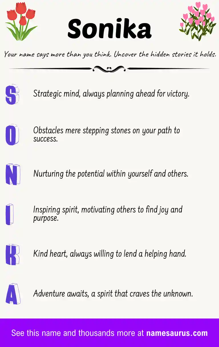 Acrostic poem about Sonika.