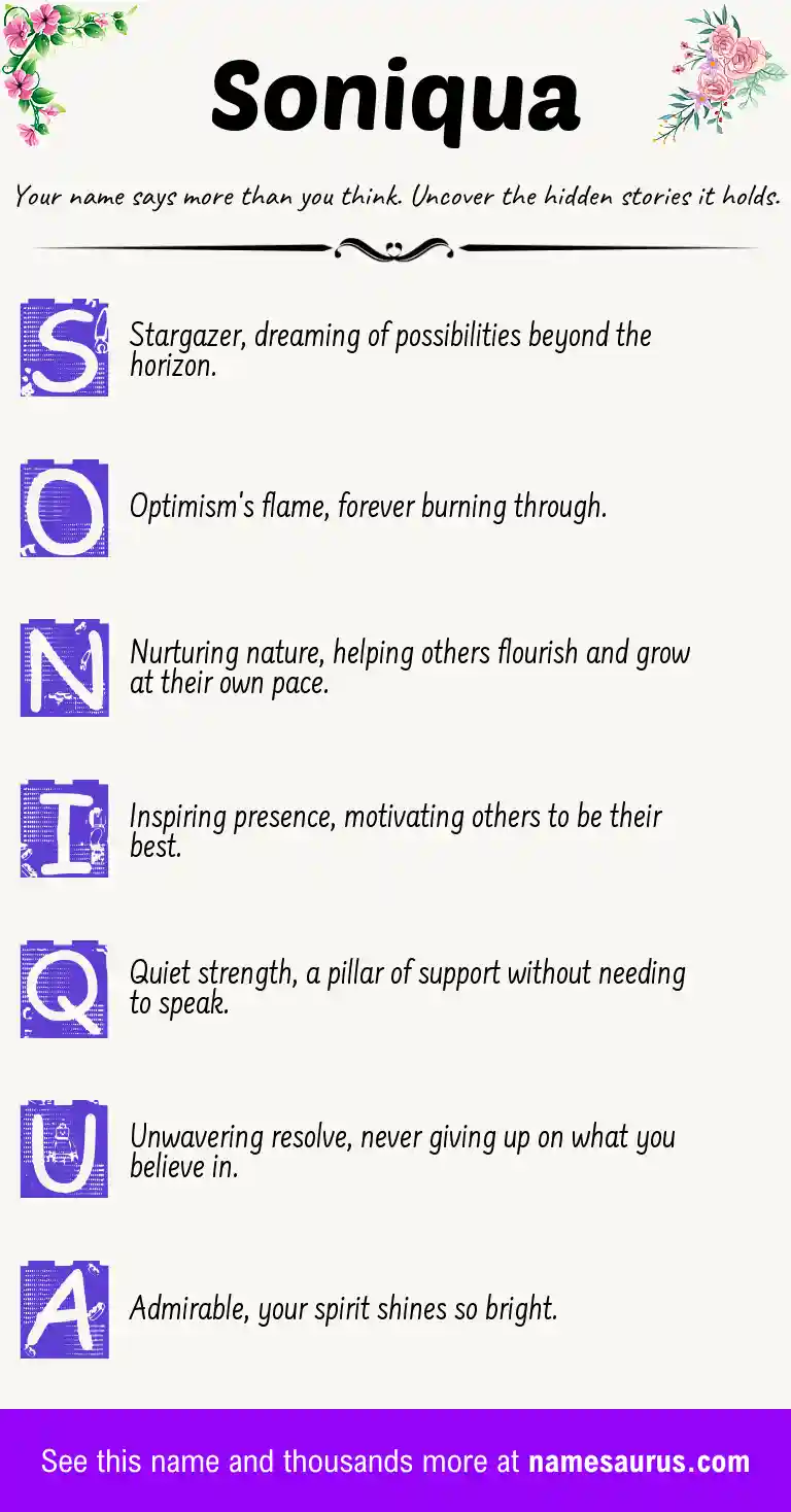 Acrostic poem about Soniqua.