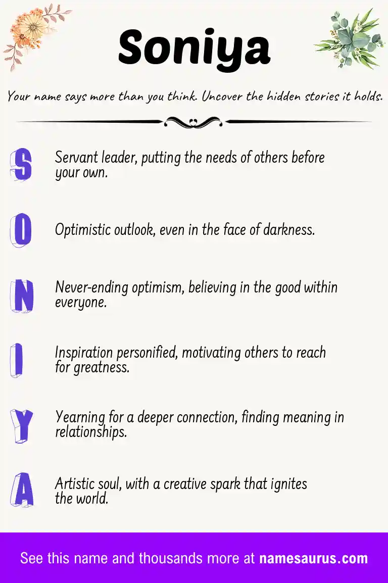 Acrostic poem about Soniya.