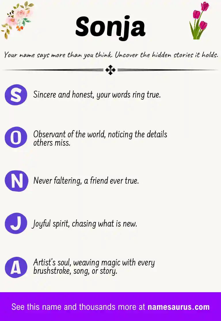 Acrostic poem about Sonja.