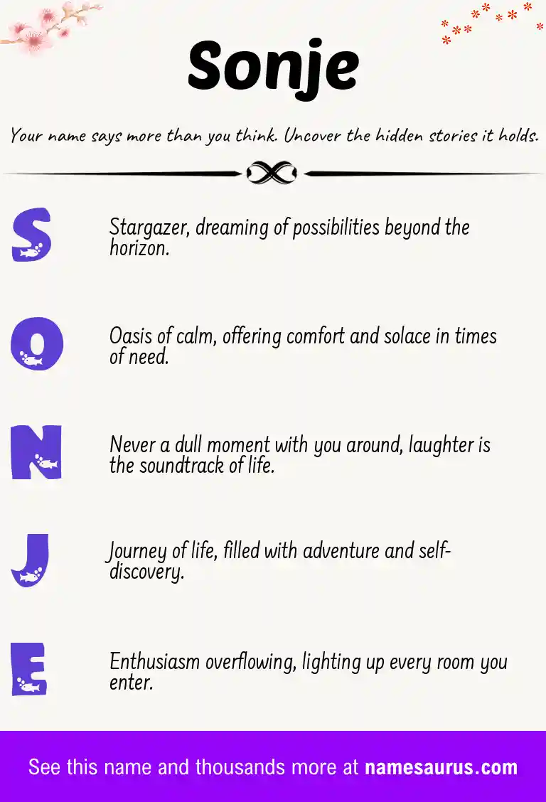 Acrostic poem about Sonje.
