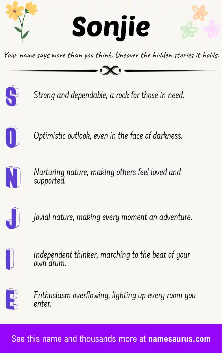 Acrostic poem about Sonjie.
