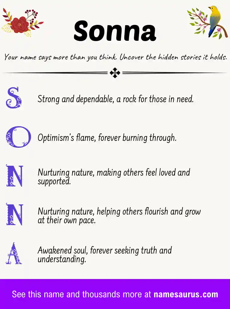 Acrostic poem about Sonna.