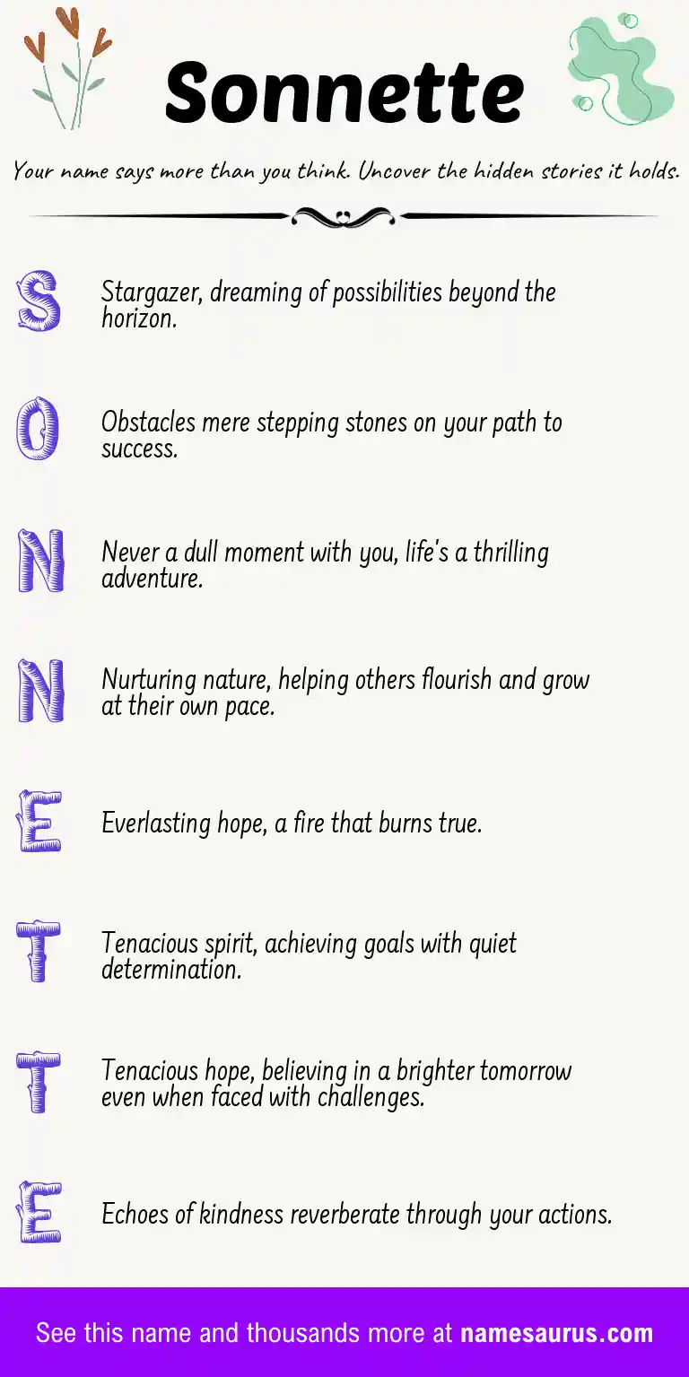 Acrostic poem about Sonnette.