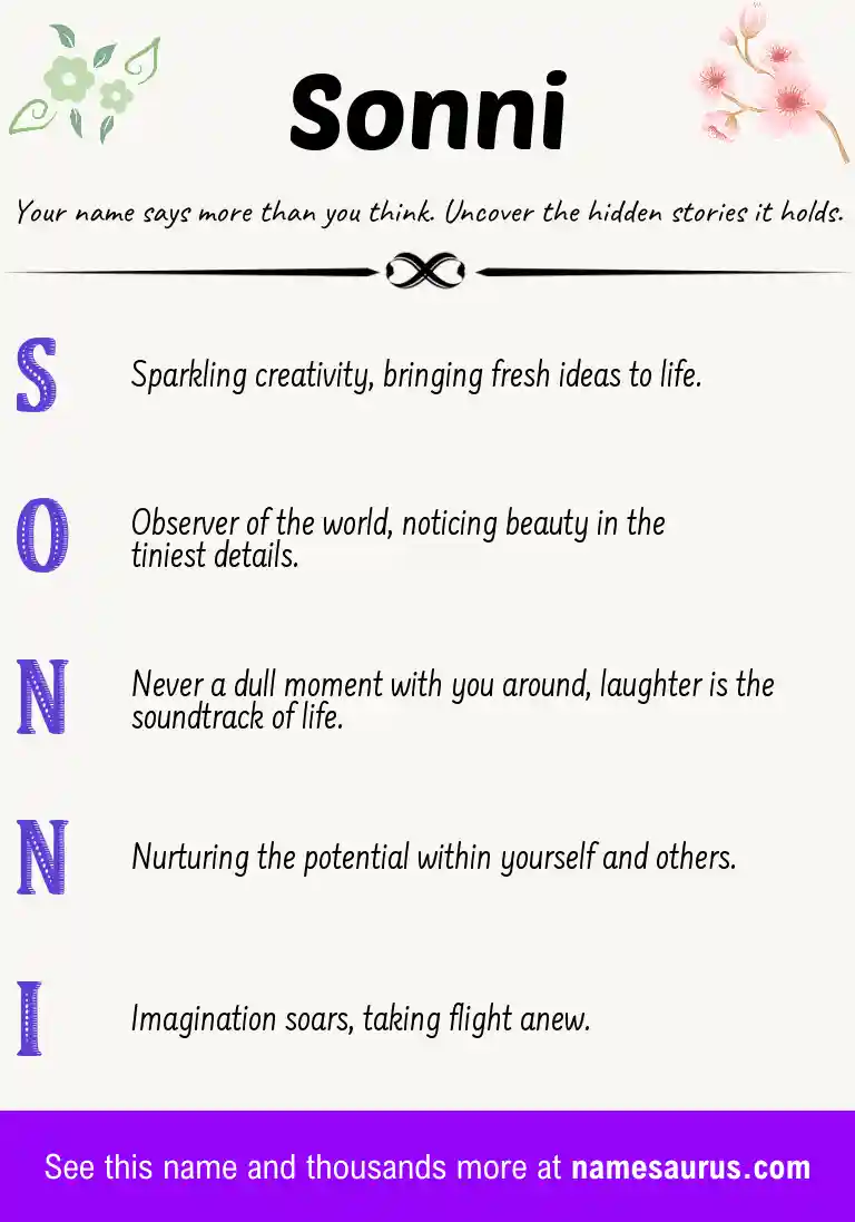 Acrostic poem about Sonni.