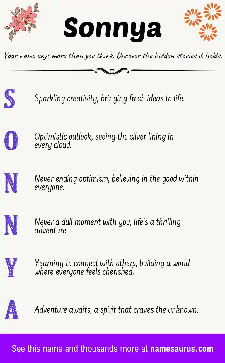Acrostic poem about Sonnya.
