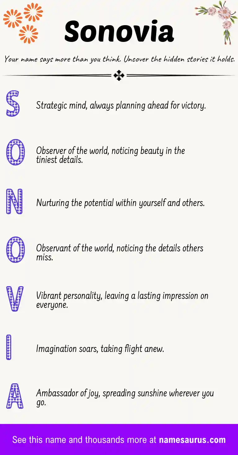 Acrostic poem about Sonovia.