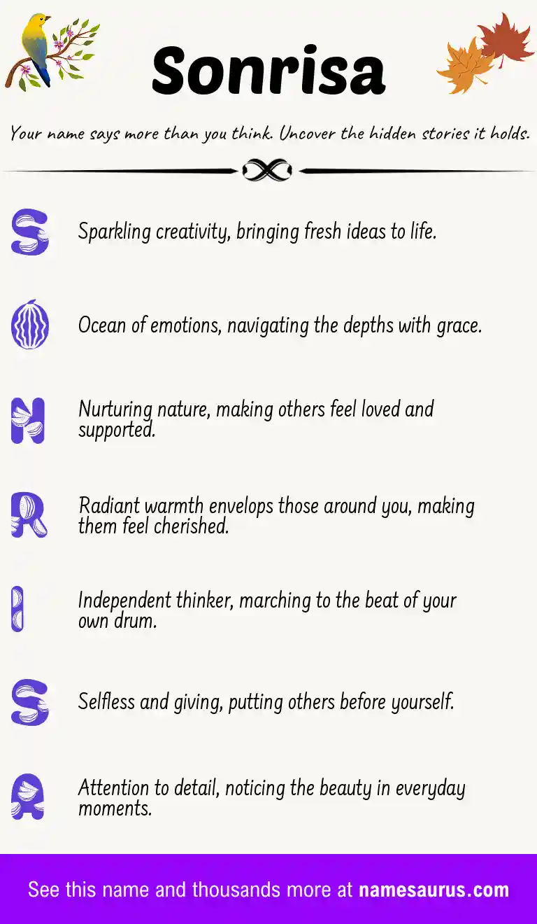 Acrostic poem about Sonrisa.