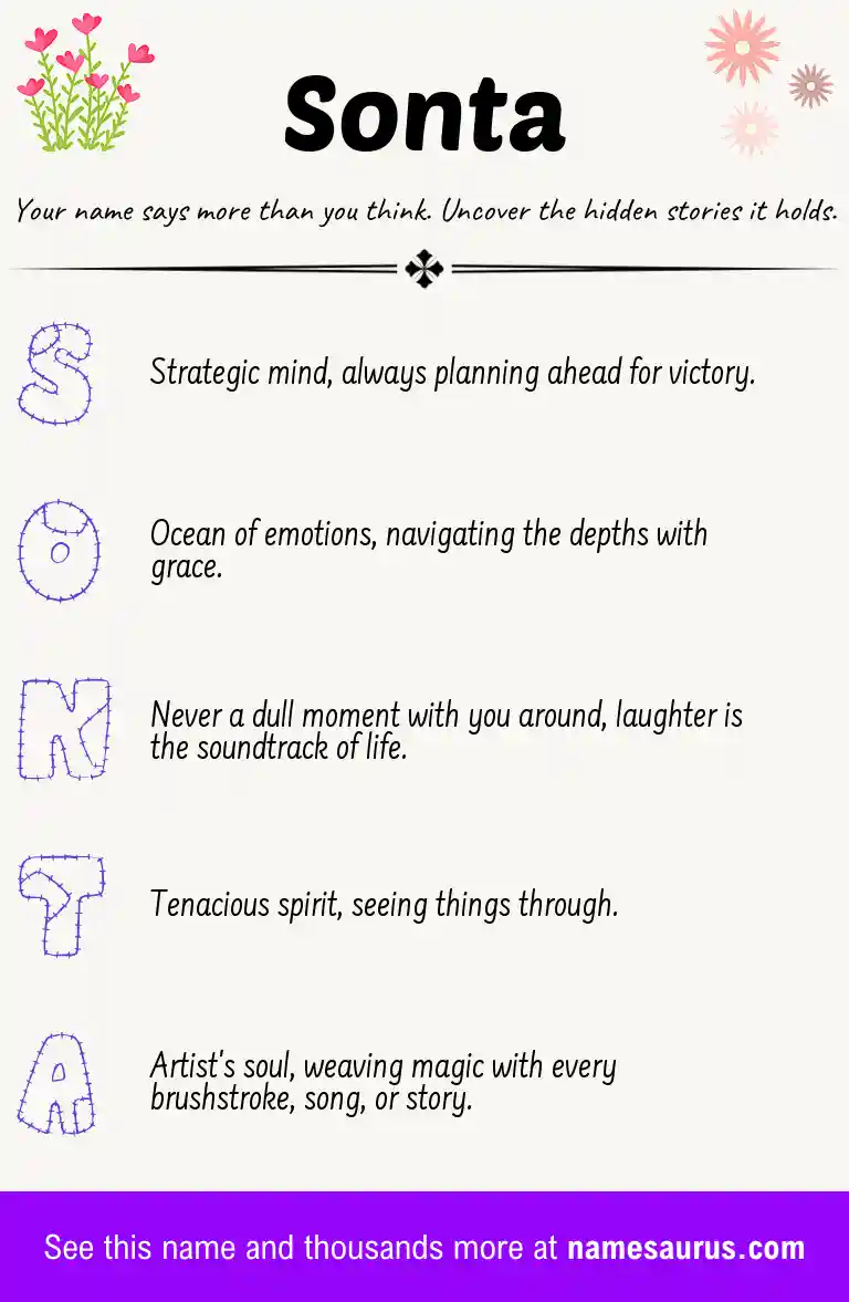 Acrostic poem about Sonta.