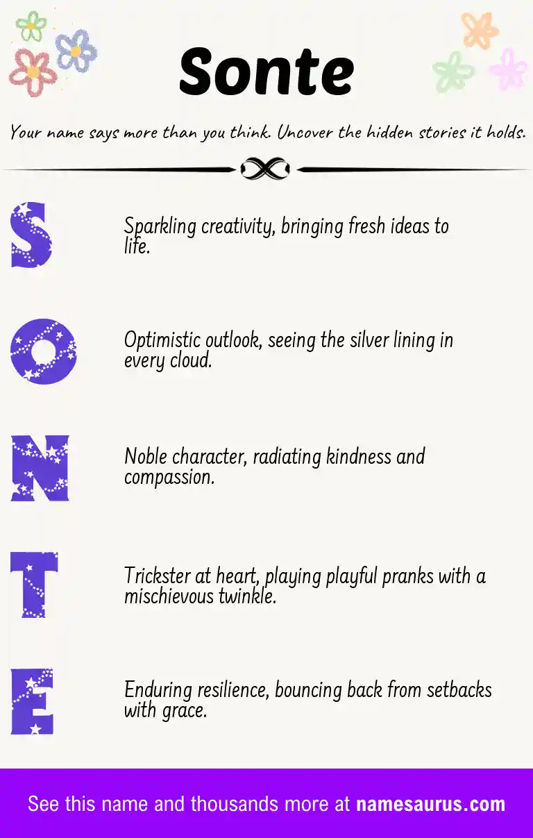 Acrostic poem about Sonte.