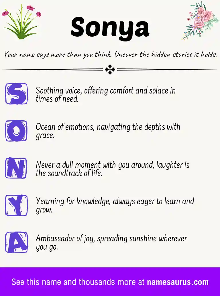 Acrostic poem about Sonya.