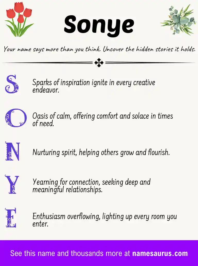 Acrostic poem about Sonye.