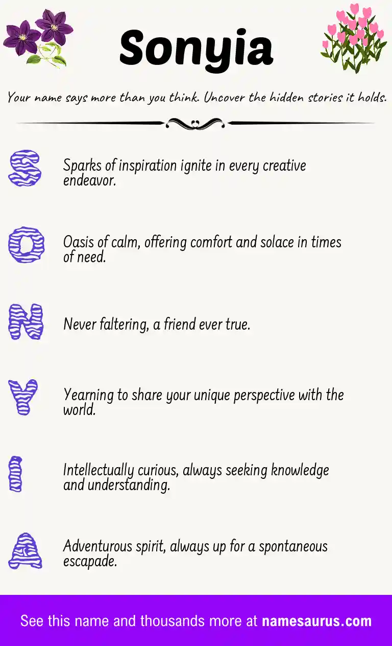 Acrostic poem about Sonyia.