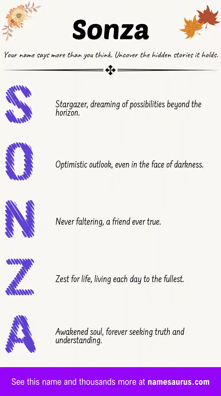 Acrostic poem about Sonza.